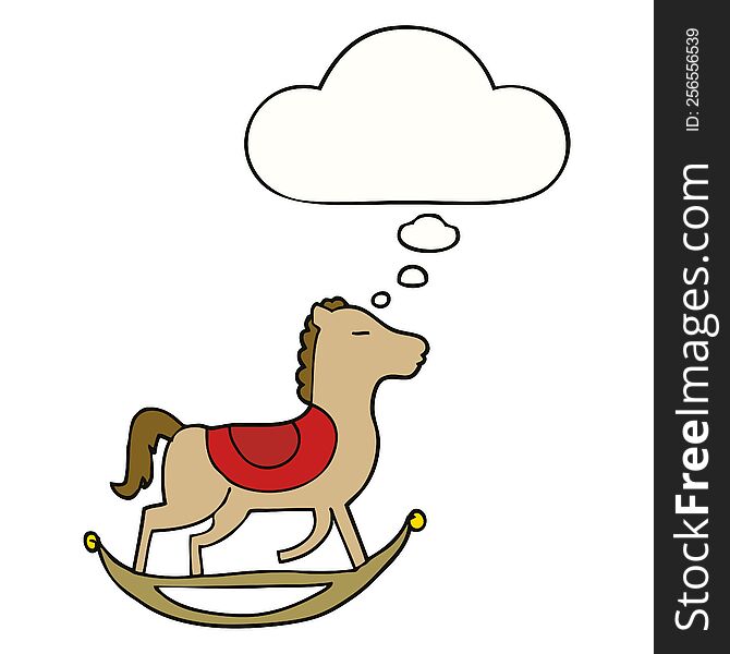 cartoon rocking horse with thought bubble. cartoon rocking horse with thought bubble