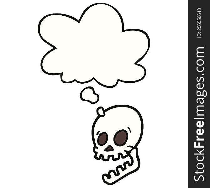 Laughing Skull Cartoon And Thought Bubble