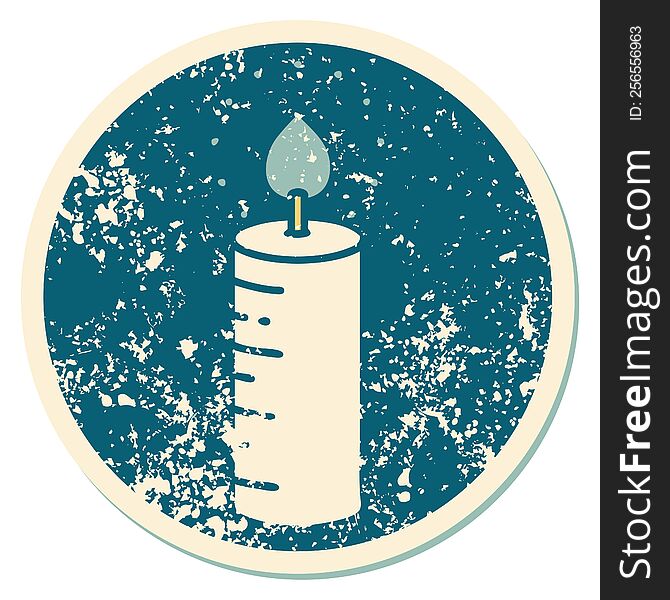 iconic distressed sticker tattoo style image of a candle. iconic distressed sticker tattoo style image of a candle