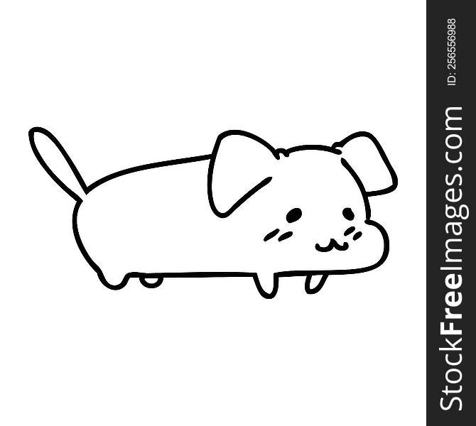 line doodle of a happy little dog