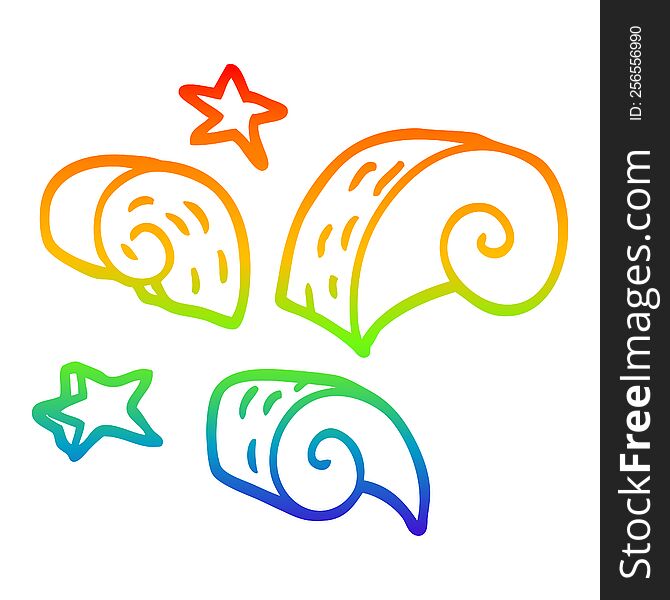 Rainbow Gradient Line Drawing Cartoon Decorative Spiral Element