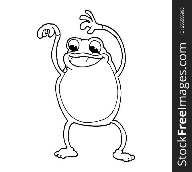 Line Drawing Cartoon Frog