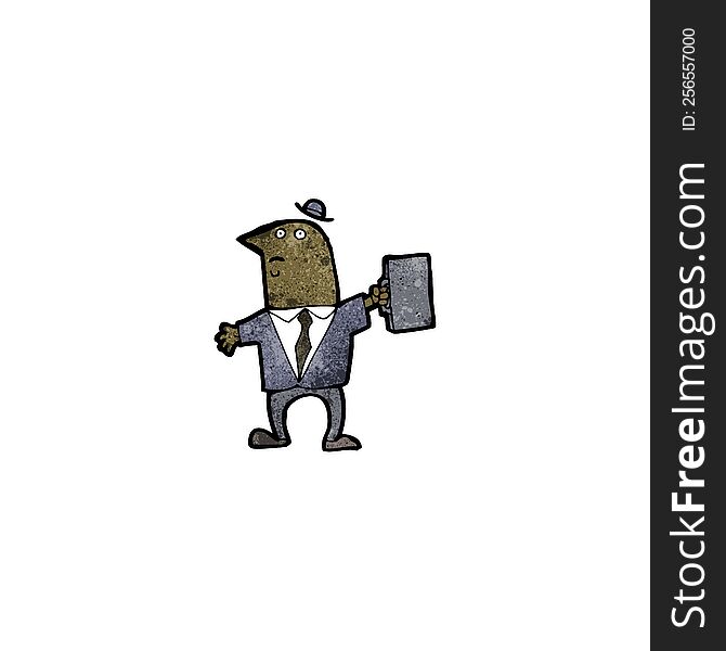 cartoon businessmanswinging briefcase