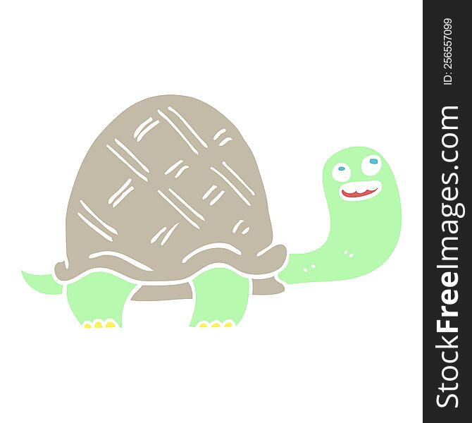 flat color illustration cartoon happy turtle