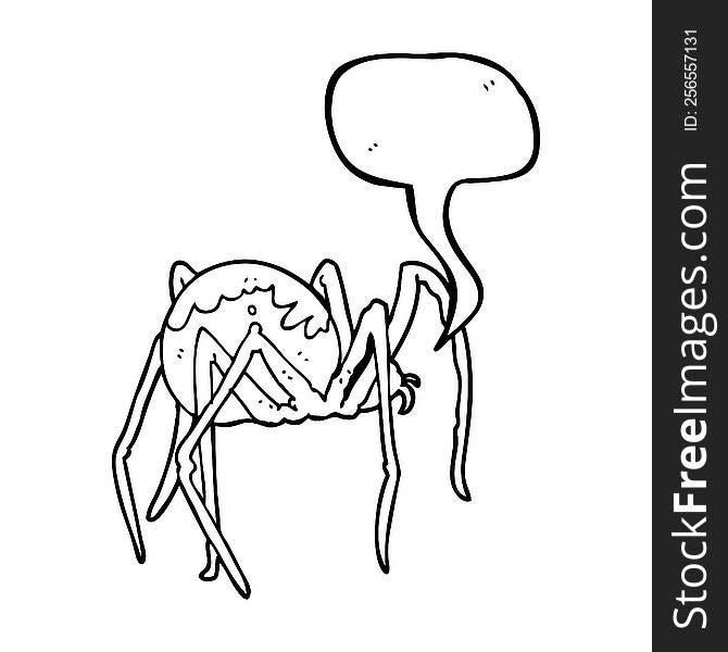 freehand drawn speech bubble cartoon creepy spider
