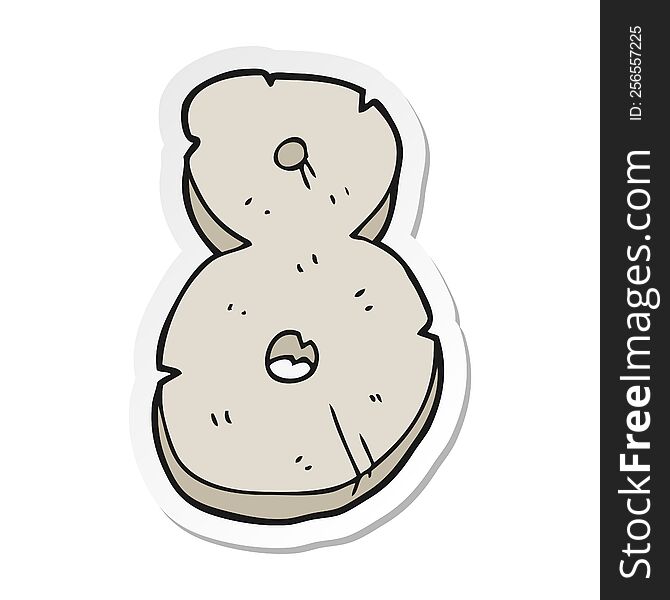 sticker of a cartoon stone number eight