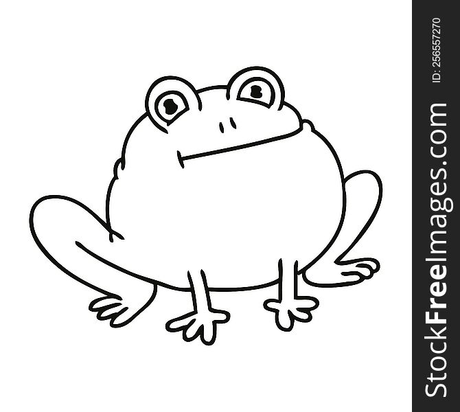 line drawing quirky cartoon frog. line drawing quirky cartoon frog