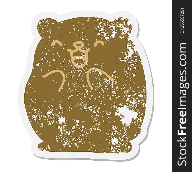 Happy Little Bear Grunge Sticker