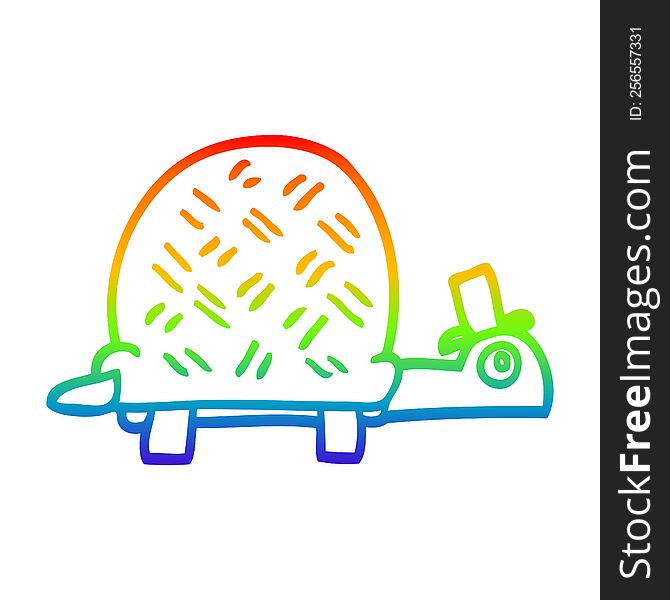 rainbow gradient line drawing of a cartoon funny tortoise