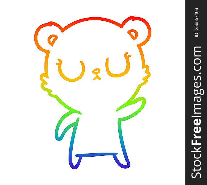 rainbow gradient line drawing of a peaceful cartoon bear