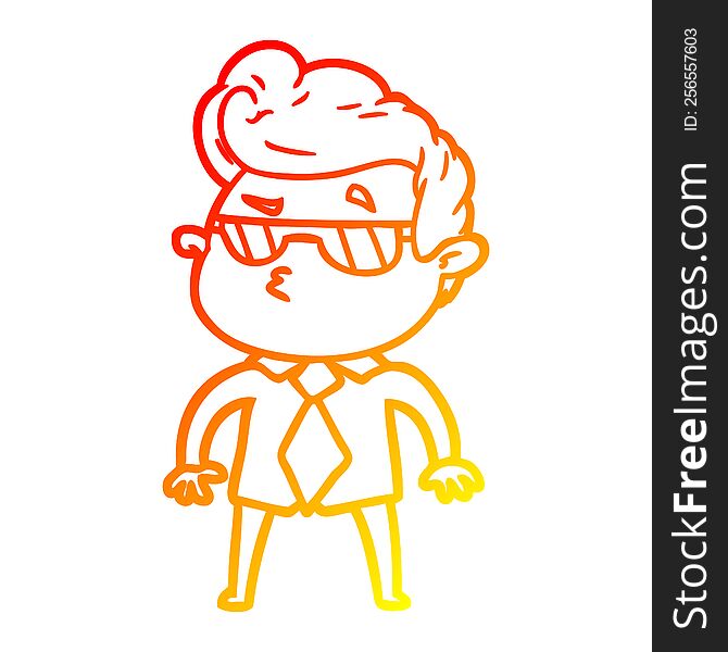 Warm Gradient Line Drawing Cartoon Cool Guy