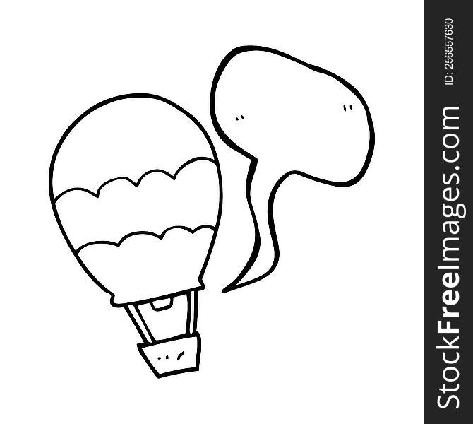 freehand drawn speech bubble cartoon hot air balloon