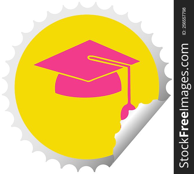 Circular Peeling Sticker Cartoon Graduation Cap
