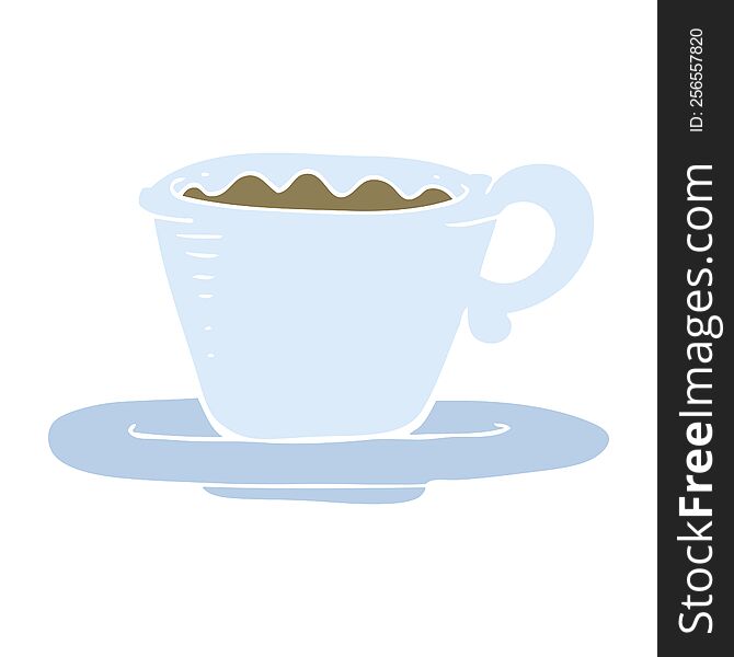 flat color illustration of a cartoon coffee cup