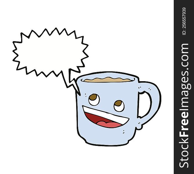 Cartoon Coffee Mug With Speech Bubble