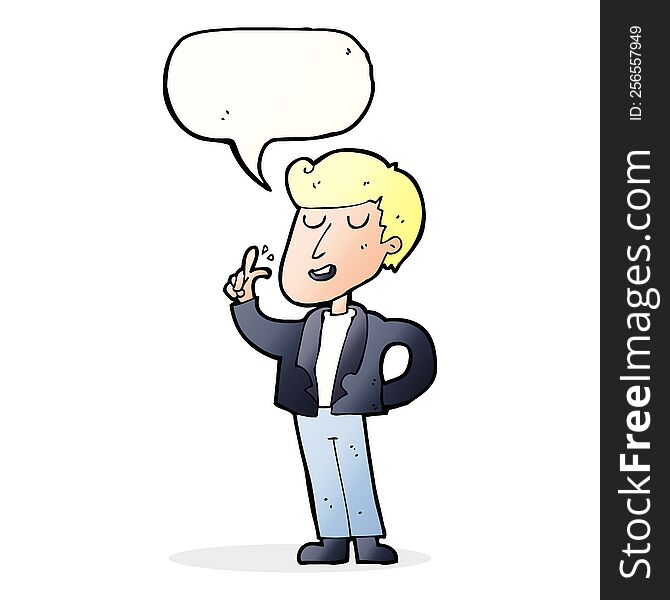cartoon cool guy snapping fingers with speech bubble