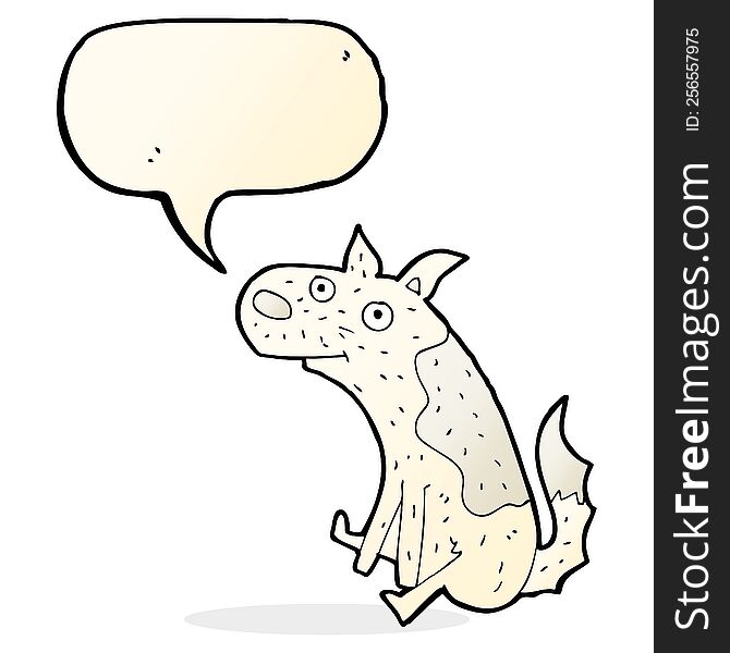 cartoon sitting dog with speech bubble