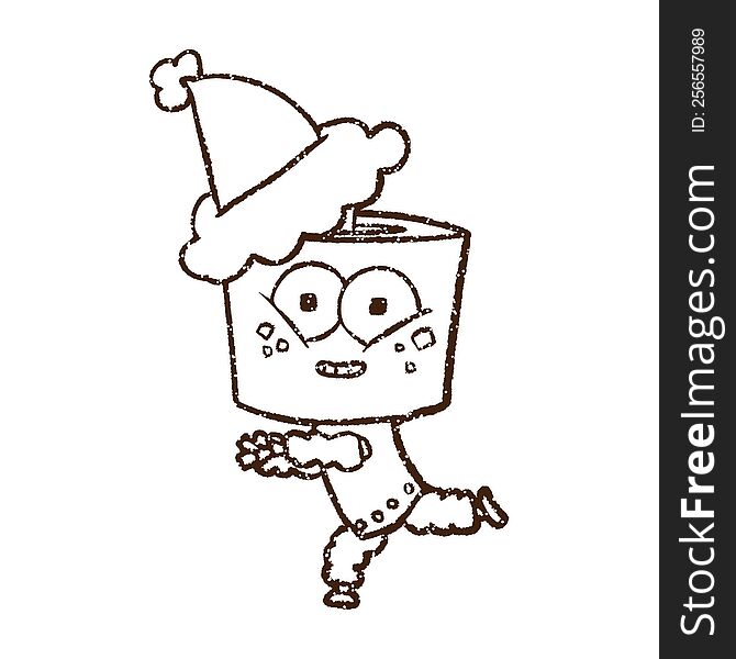 Christmas Robot Charcoal Drawing
