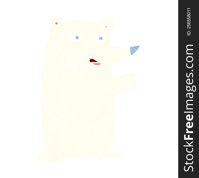 cartoon waving polar  bear