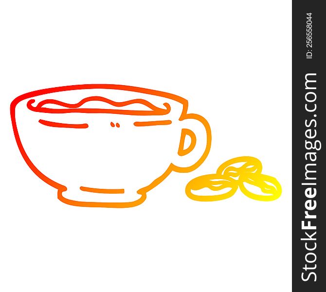 warm gradient line drawing of a cartoon espresso cup