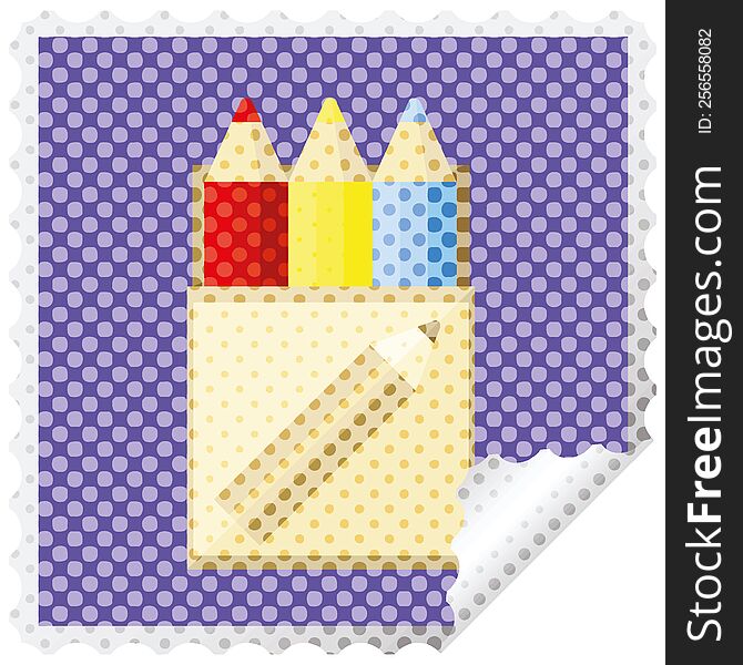 Pack Of Coloring Pencils Graphic Vector Illustration Square Sticker Stamp