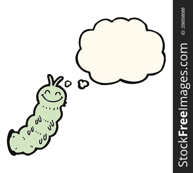 cartoon caterpillar with thought bubble