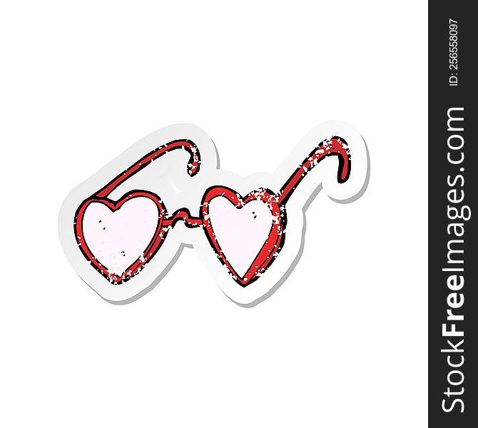 retro distressed sticker of a cartoon heart glasses