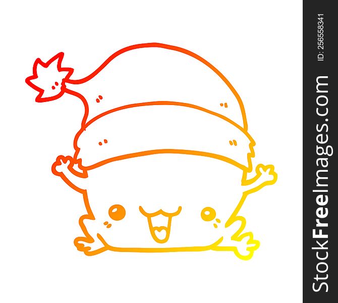 Warm Gradient Line Drawing Cute Cartoon Christmas Frog