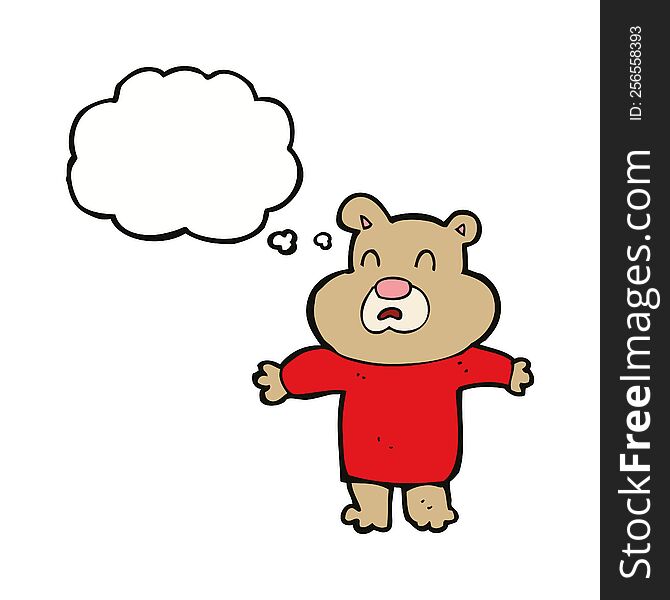 Cartoon Unhappy Bear  With Thought Bubble