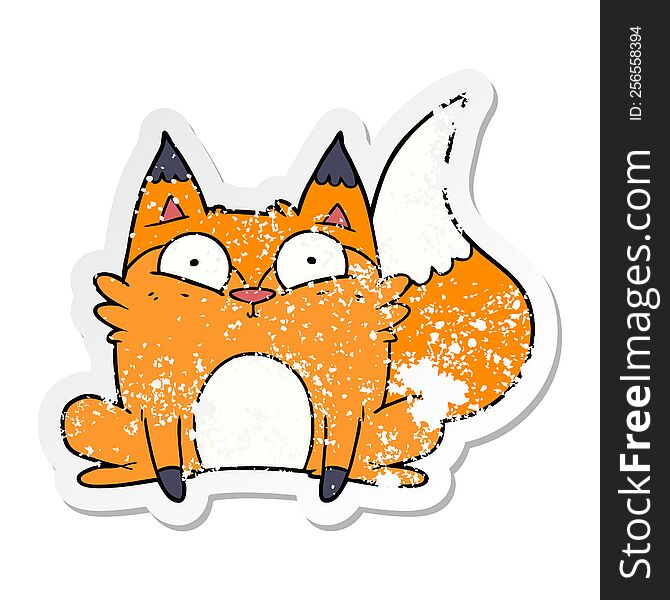 Distressed Sticker Of A Cartoon Startled Fox
