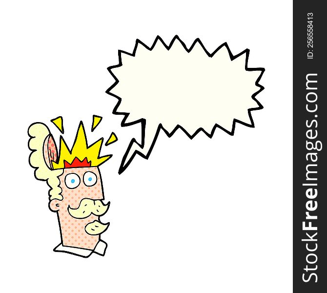 freehand drawn comic book speech bubble cartoon man with exploding head