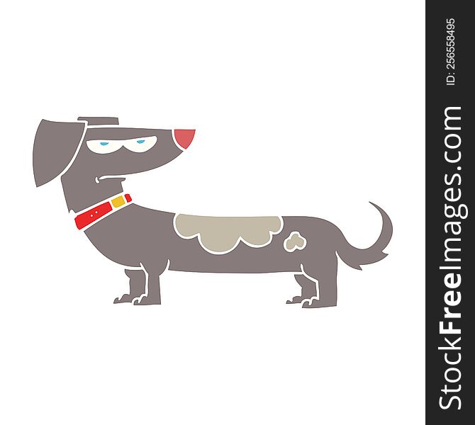 Flat Color Illustration Of A Cartoon Annoyed Dog