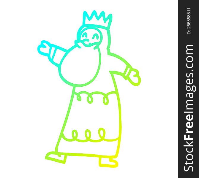 Cold Gradient Line Drawing Cartoon Wise King