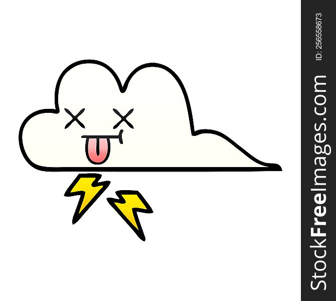 Gradient Shaded Cartoon Thunder Cloud
