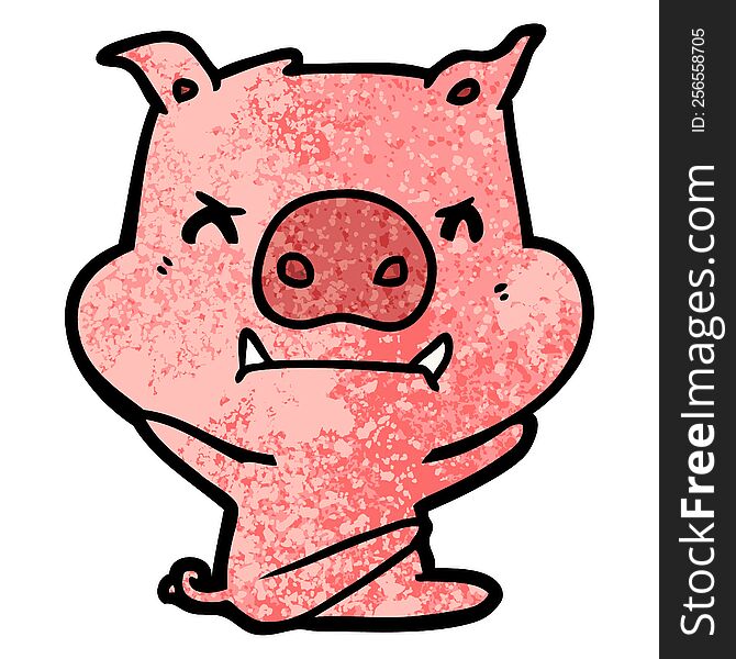 angry cartoon pig throwing tantrum. angry cartoon pig throwing tantrum