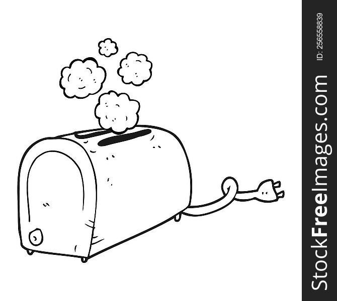 black and white cartoon toaster smoking