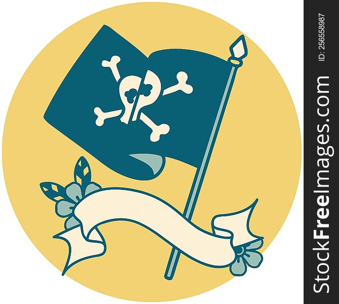 icon with banner of a pirate flag