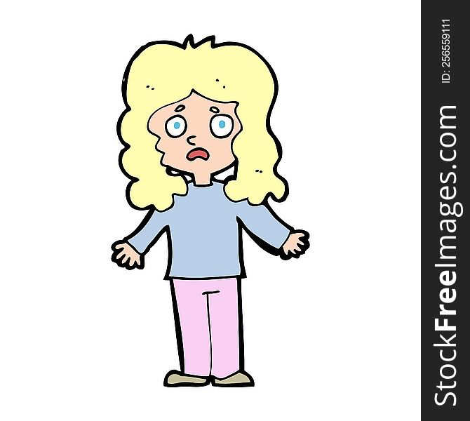 cartoon worried woman