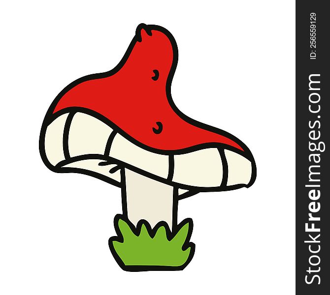 hand drawn cartoon doodle of a single mushroom