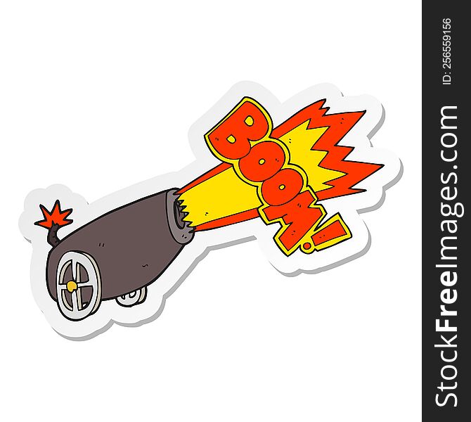 sticker of a cartoon cannon shooting