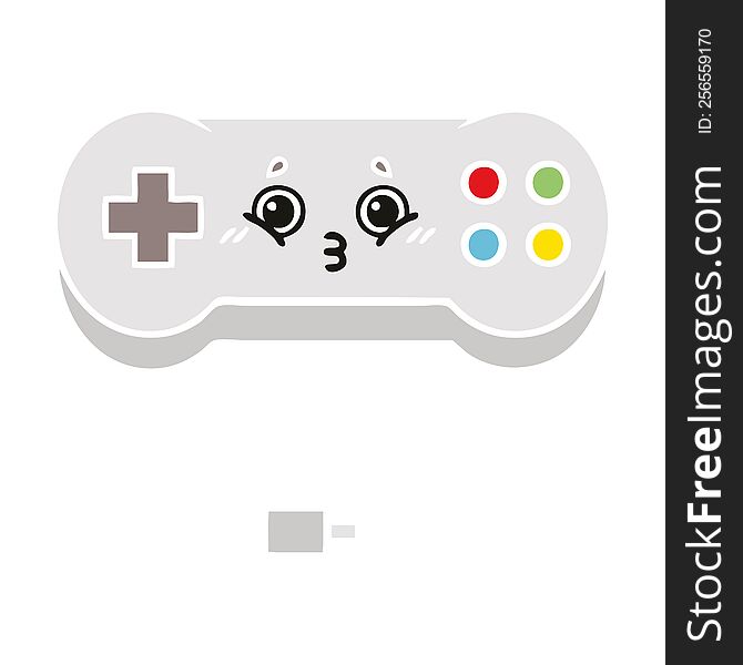 flat color retro cartoon of a game controller