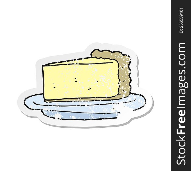 retro distressed sticker of a cartoon cheesecake