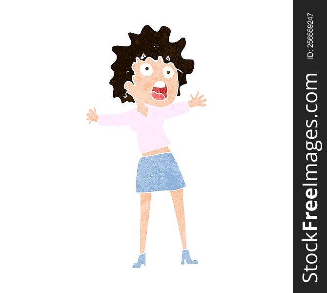 cartoon frightened woman