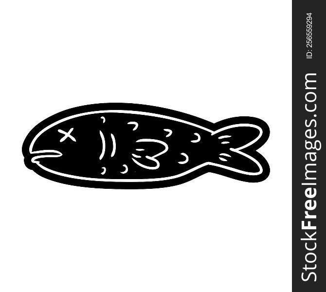 Cartoon Icon Drawing Of A Dead Fish