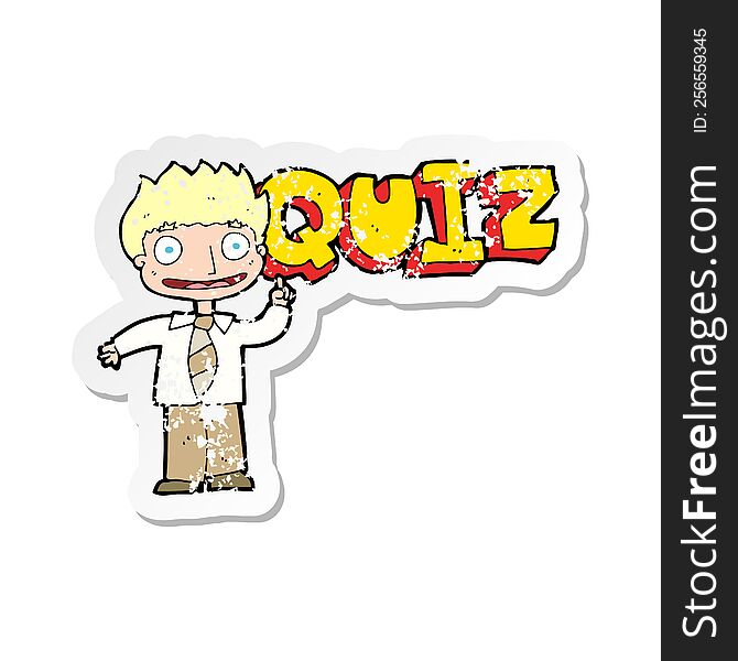 Retro Distressed Sticker Of A Quiz Sign Cartoon