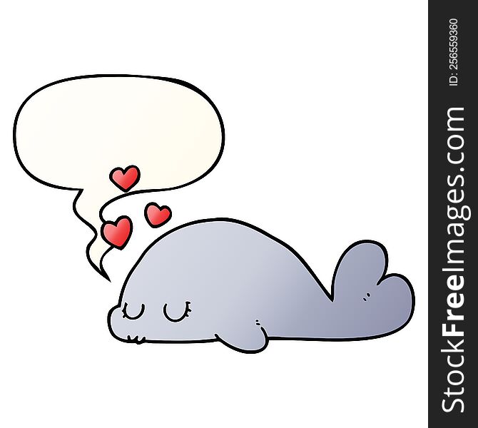 Cute Cartoon Dolphin And Speech Bubble In Smooth Gradient Style