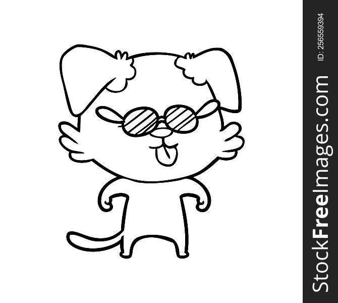cartoon spectacles dog sticking out tongue. cartoon spectacles dog sticking out tongue