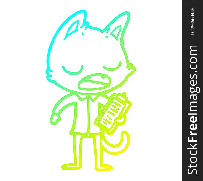 Cold Gradient Line Drawing Talking Cat Boss