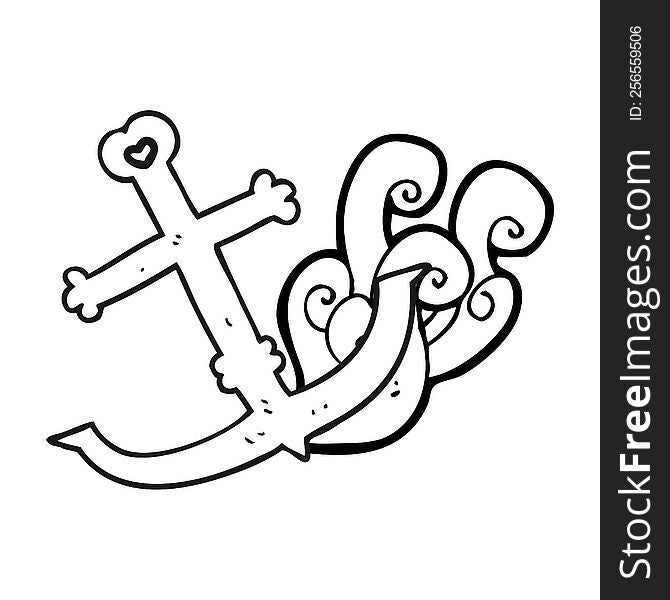 Black And White Cartoon Anchor