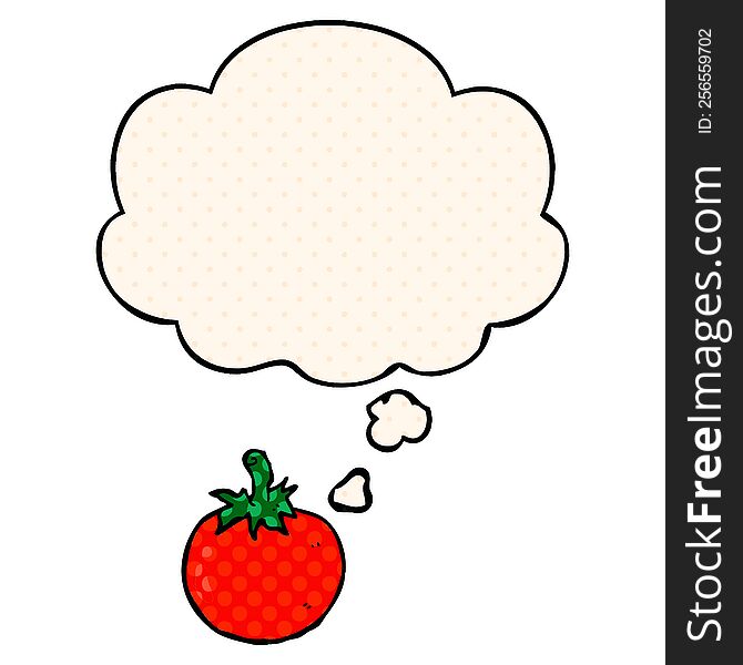 Cartoon Tomato And Thought Bubble In Comic Book Style